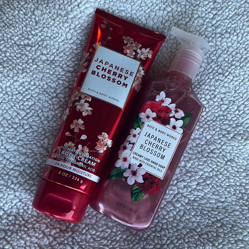 Bath & Body Works Cherry Blossom. Body Cream and Hand Soap.